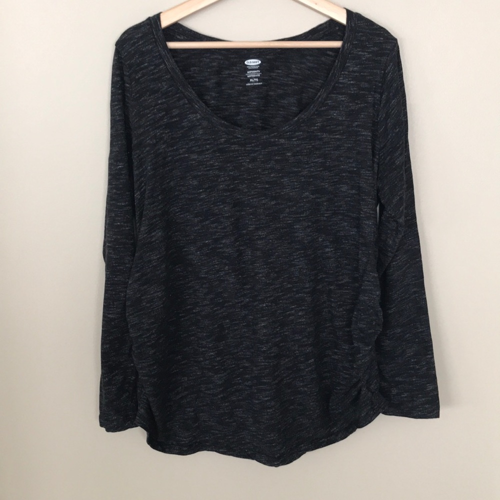 OLD NAVY Heathered LS Ruching Scoop Neck Top